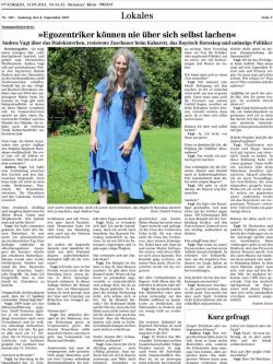 Zeitungsausschnitt Sommerinterview mit Andrea Vagt im „Berchtesgadener Anzeiger“