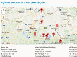 Screenshot Google Maps mit Übersicht der Verkaufsstellen